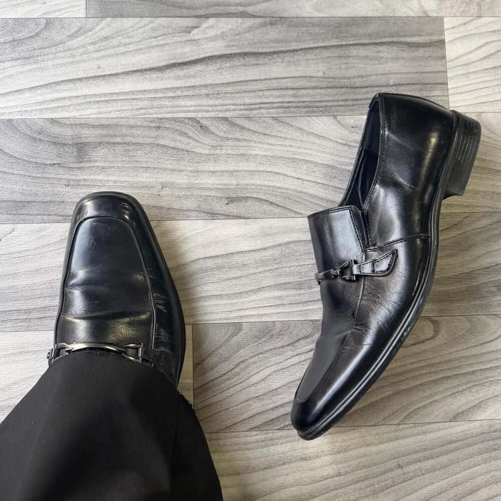 Van Heusen Men's Black Leather Bit Loafers Size 10.5